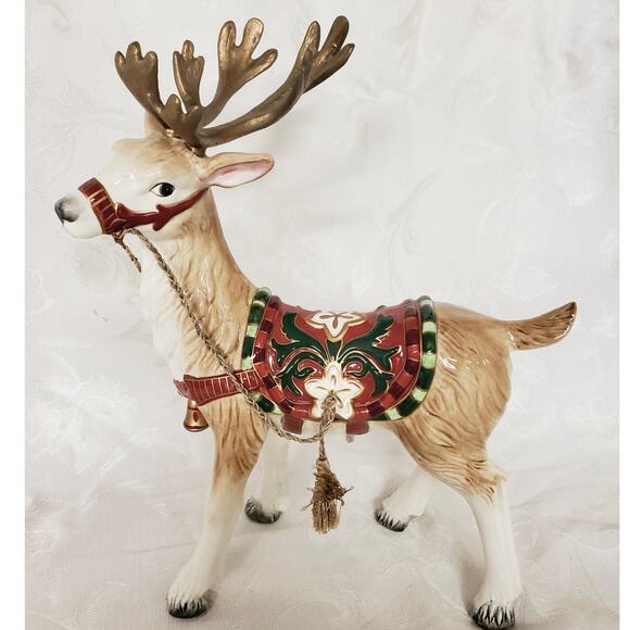 NEW Fitz & Floyd "Christmas Tidings" Ceramic Reindeer Figurines Discontinued - Picture 2 of 10